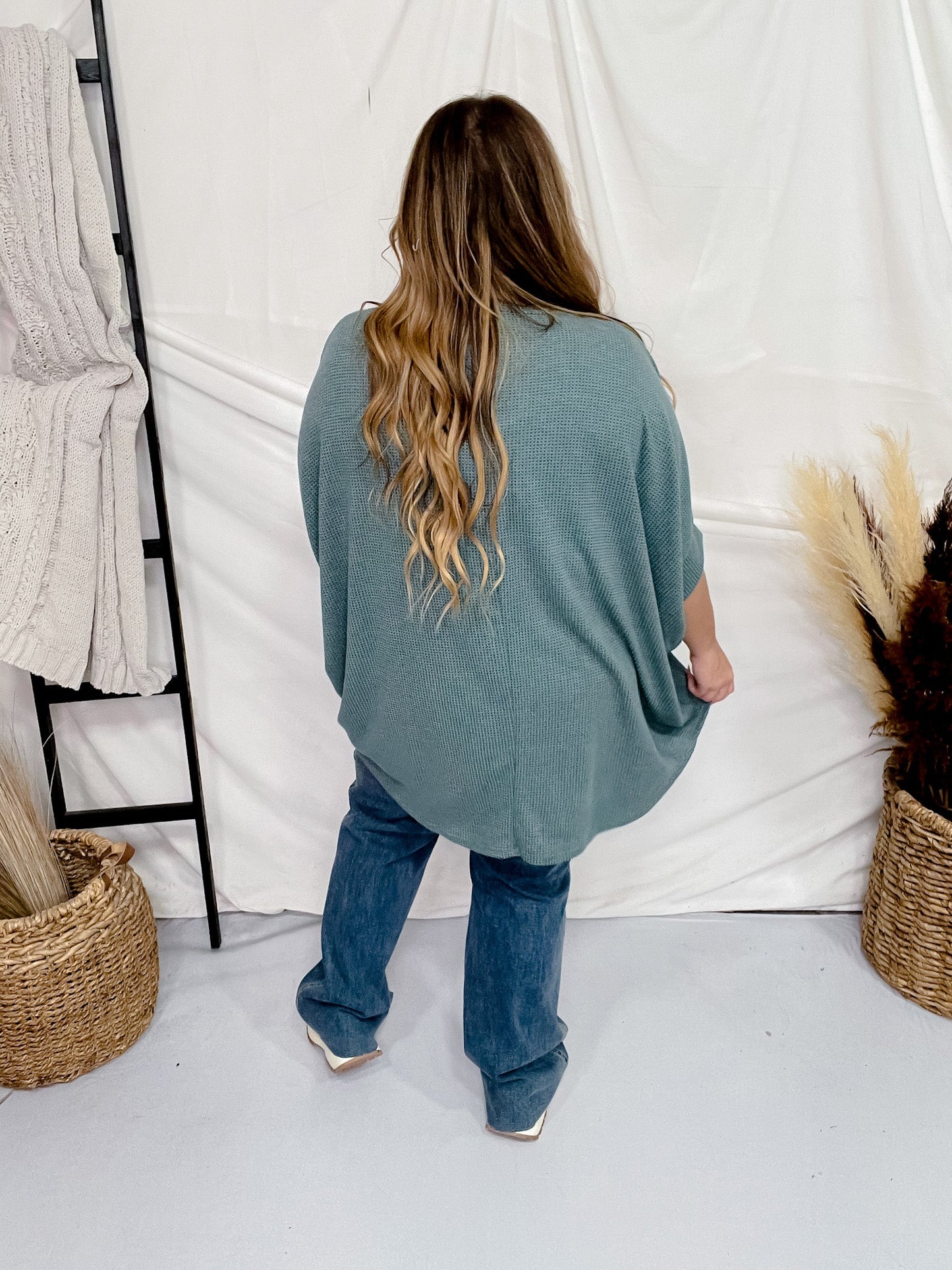 Teal Thermal Top with Dolman Sleeves - Whiskey Skies - ANDREE BY UNIT