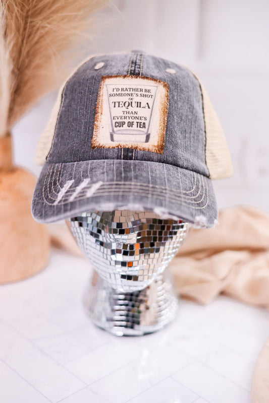 Tequila Handmade Patch Trucker Hat - Whiskey Skies - JANA'S FLANNELS