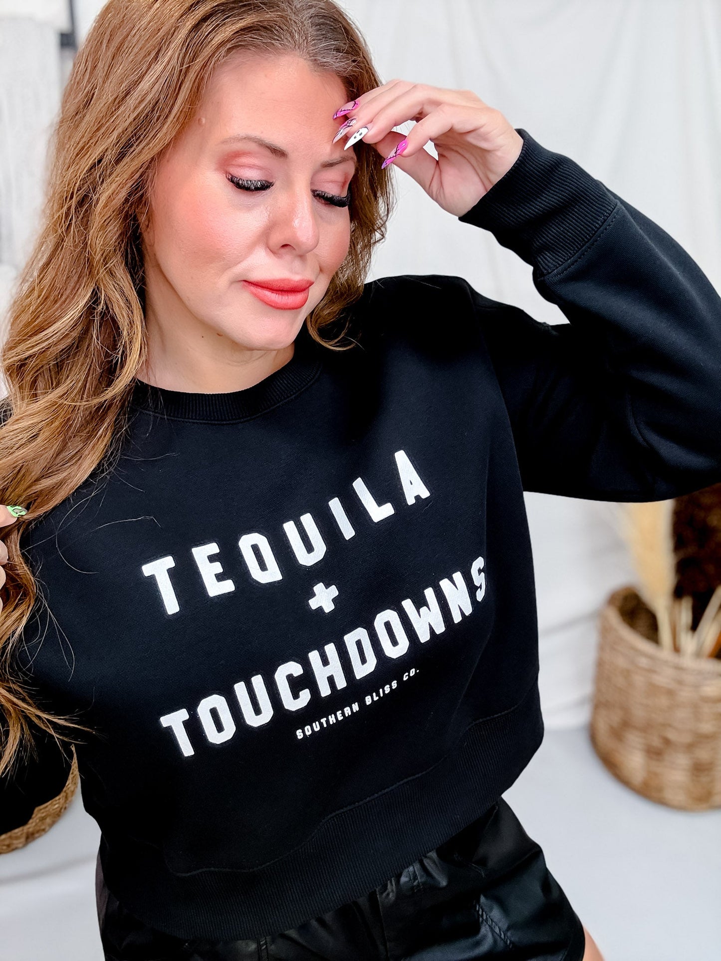 Tequila & Touchdowns Midi Sweatshirt - Whiskey Skies - SOUTHERN BLISS COMPANY