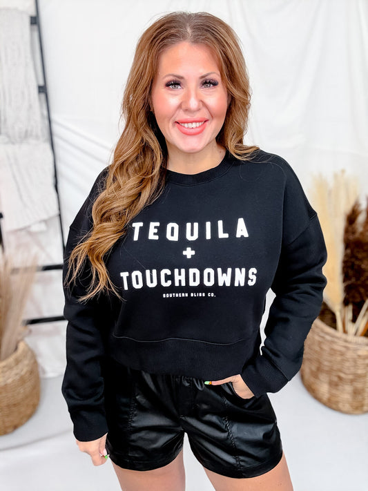 Tequila & Touchdowns Midi Sweatshirt - Whiskey Skies - SOUTHERN BLISS COMPANY