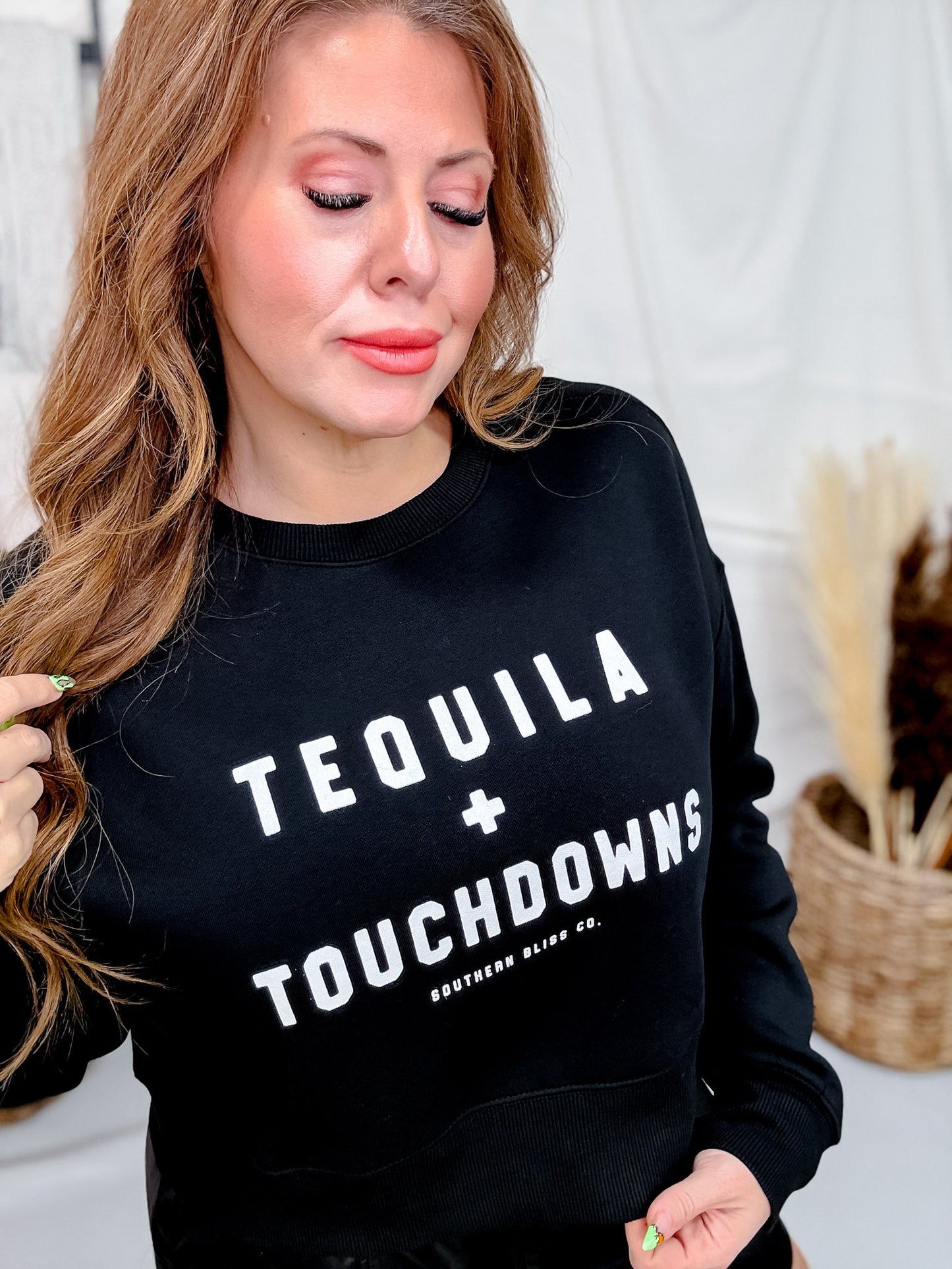 Tequila & Touchdowns Midi Sweatshirt - Whiskey Skies - SOUTHERN BLISS COMPANY