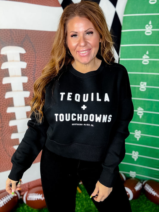Tequila & Touchdowns Midi Sweatshirt - Whiskey Skies - SOUTHERN BLISS COMPANY