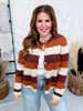 Terra Cotta Striped Button Front Cardigan - Whiskey Skies - SEW IN LOVE