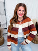 Terra Cotta Striped Button Front Cardigan - Whiskey Skies - SEW IN LOVE