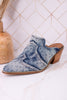 "Tex Mex" Pointed Toe Blue Washed Denim Mules - Whiskey Skies - CORKYS FOOTWEAR