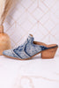 "Tex Mex" Pointed Toe Blue Washed Denim Mules - Whiskey Skies - CORKYS FOOTWEAR