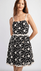 Textured Black Dress with Ivory Embroidered Flowers - Whiskey Skies - SWEET GENERIS