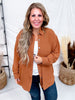 Textured Long Sleeve Button Front Blouse (5 Colors) - Whiskey Skies - DEAR SCARLETT
