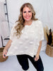 Textured Short Sleeve Cream Boxy Top - Whiskey Skies - THE PAPERLACE