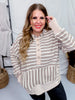 Textured Striped Jacquard Hooded Sweatshirt - Whiskey Skies - ODDI