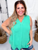 Textured Tank Top with Pleated Front (7 Colors) - Whiskey Skies - ANDREE BY UNIT