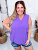 Textured Tank Top with Pleated Front (7 Colors) - Whiskey Skies - ANDREE BY UNIT