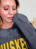 Textured Whiskey Long Sleeve Knit Sweatshirt - Whiskey Skies - SOUTHERN BLISS COMPANY