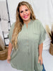 Textured Woven Olive Tunic Top - Whiskey Skies - GIGIO