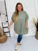 Textured Woven Olive Tunic Top - Whiskey Skies - GIGIO