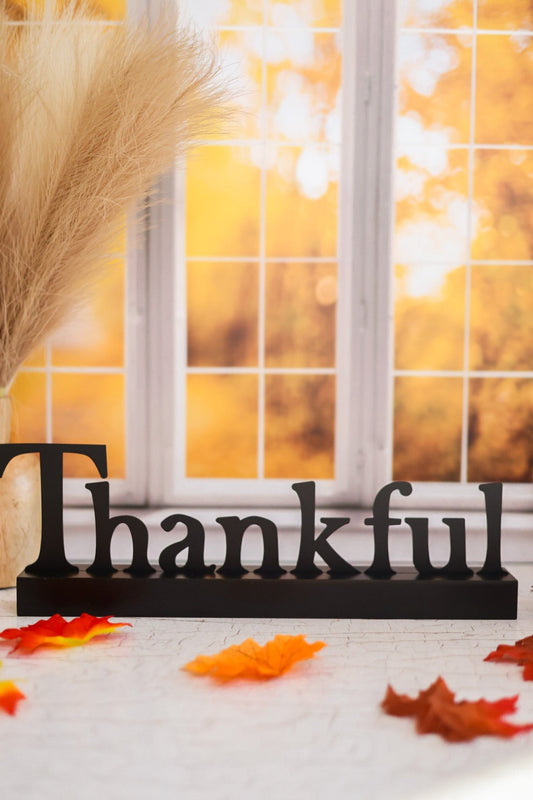 "Thankful" Magnetic Word w/ Wood Base - Whiskey Skies - ROEDA STUDIO