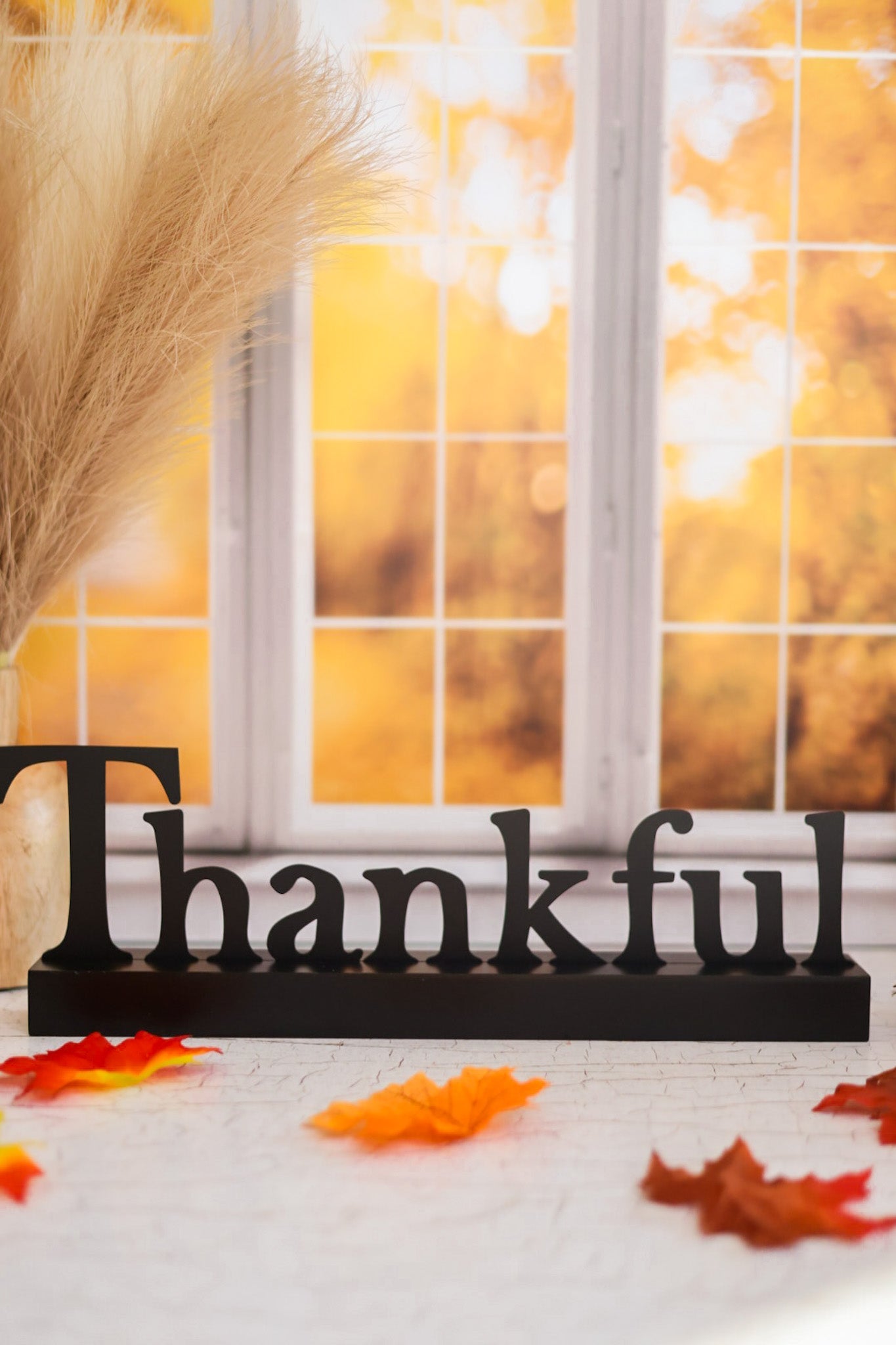 "Thankful" Magnetic Word w/ Wood Base - Whiskey Skies - ROEDA STUDIO