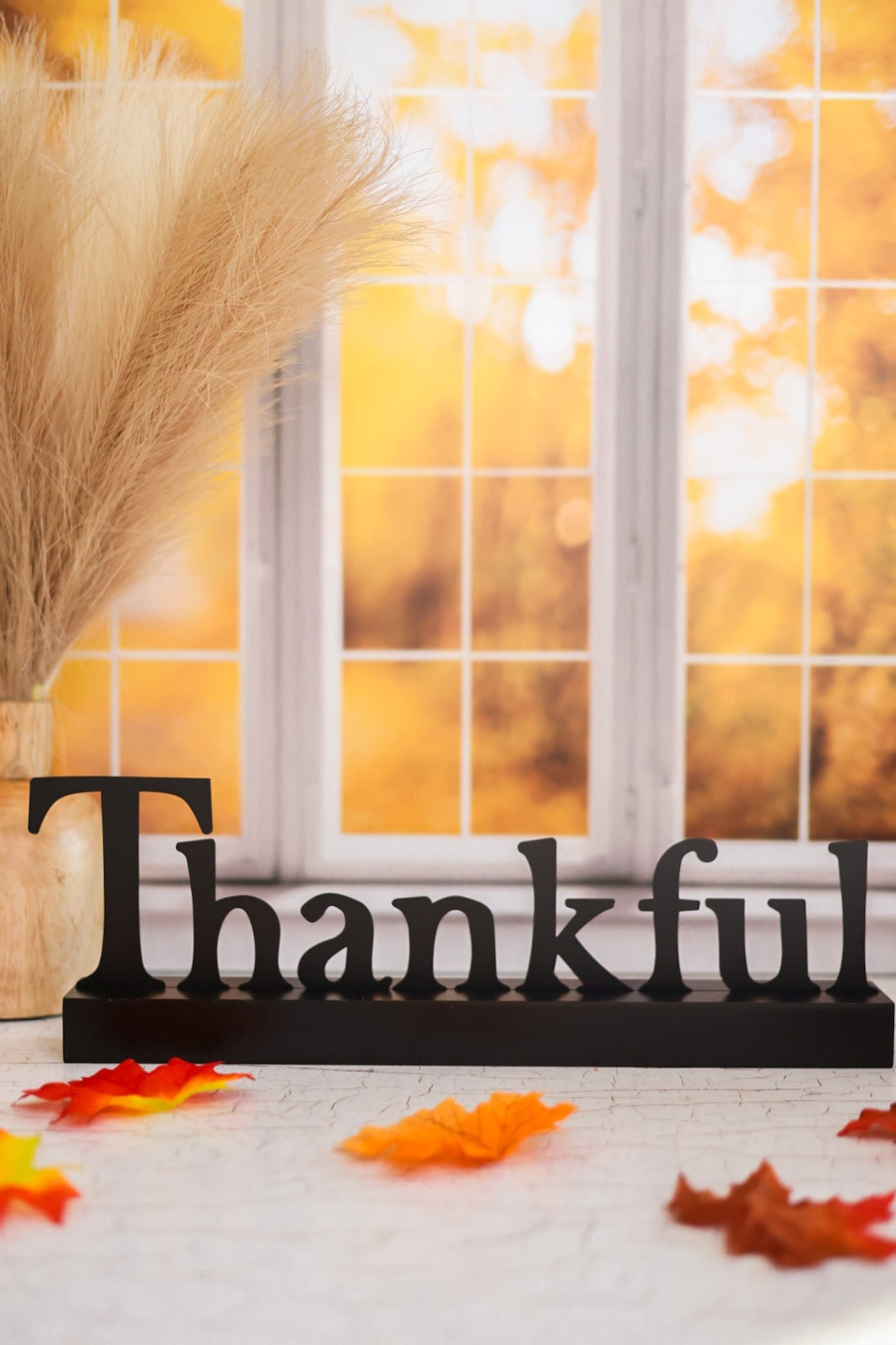 "Thankful" Magnetic Word w/ Wood Base - Whiskey Skies - ROEDA STUDIO