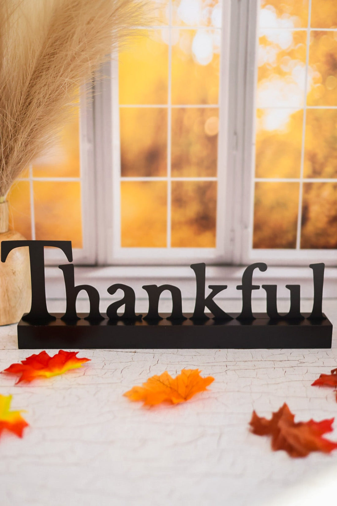 "Thankful" Magnetic Word w/ Wood Base - Whiskey Skies - ROEDA STUDIO