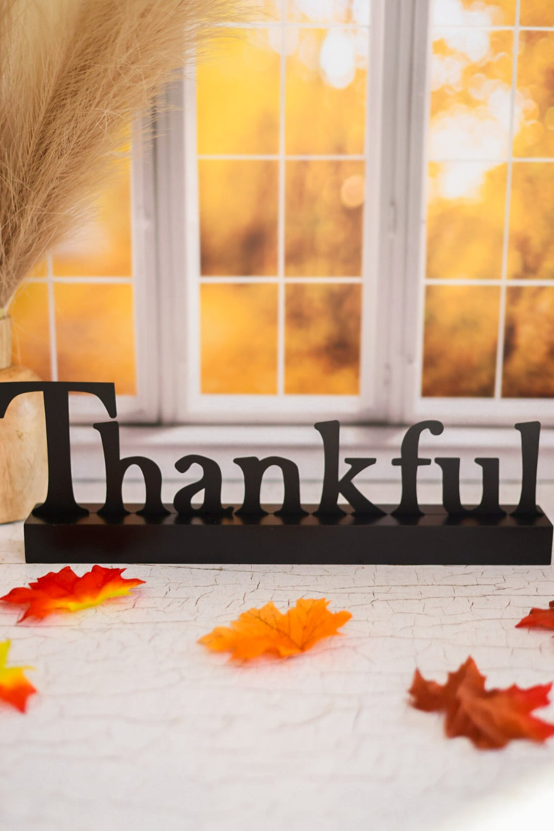 "Thankful" Magnetic Word w/ Wood Base - Whiskey Skies - ROEDA STUDIO