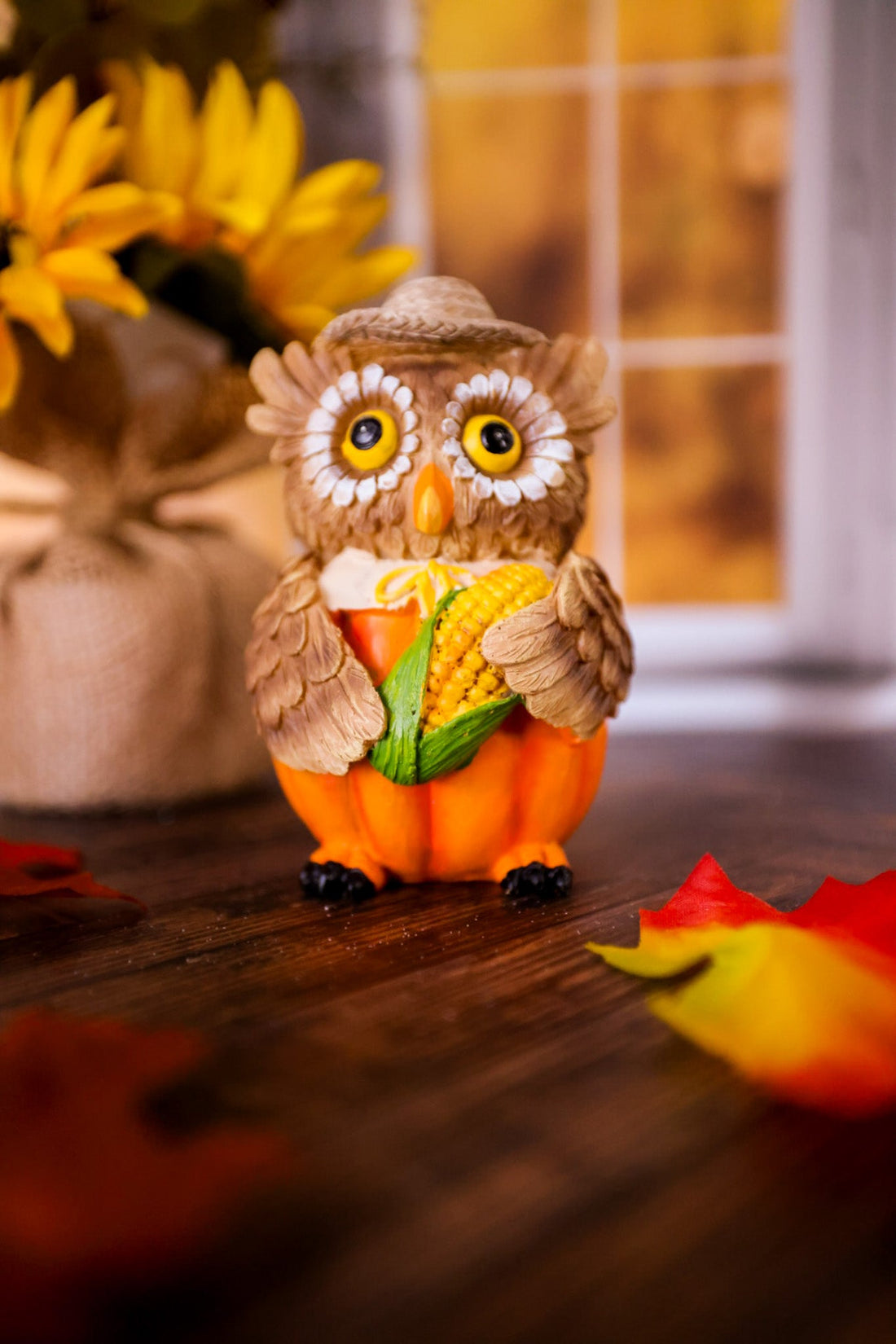 Thanksgiving Owl Pilgrim Figurine - Whiskey Skies - C & F ENTERPRISES