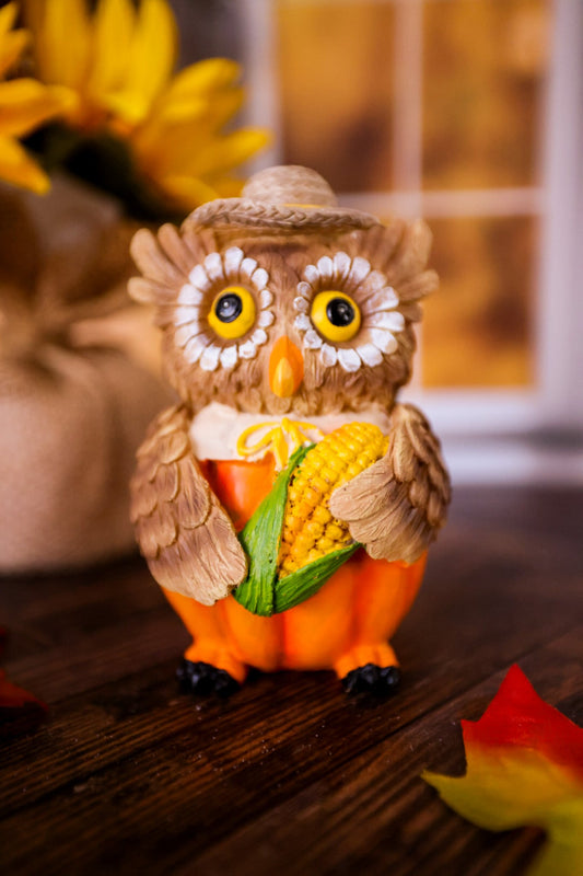 Thanksgiving Owl Pilgrim Figurine - Whiskey Skies - C & F ENTERPRISES