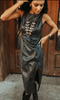 That Gurl Black Faux Leather Dress with Thigh Slit - Whiskey Skies - 2 FLY CO.