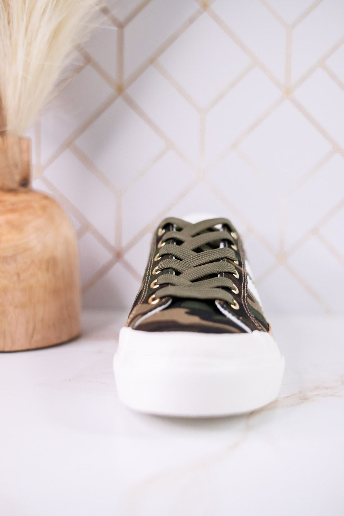 "That's Her" Camo Print Sneakers With Green & Red Laces - Whiskey Skies - CORKYS FOOTWEAR