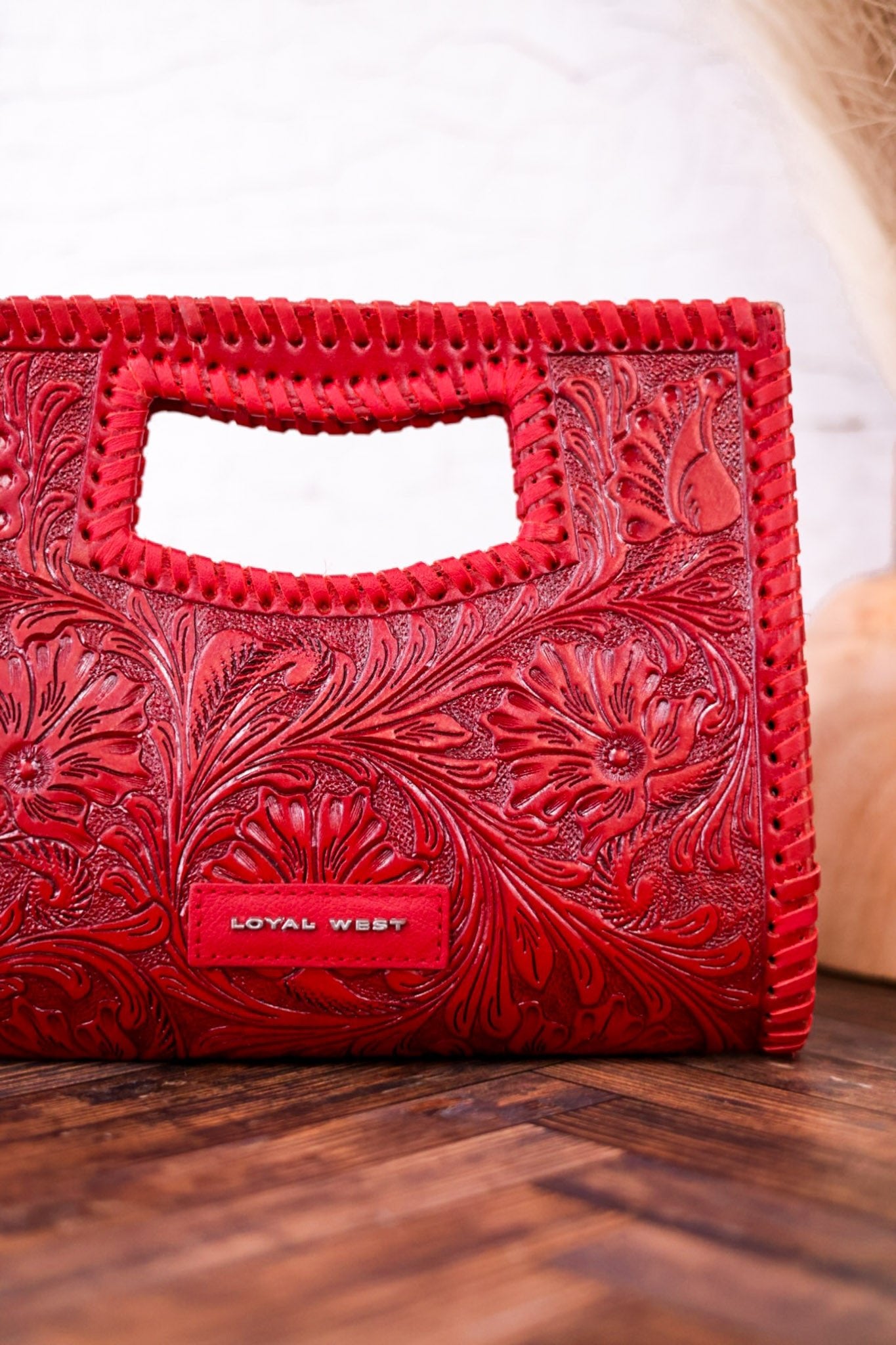 The Alma Tooled Red Leather Crossbody Bag - Whiskey Skies - LOYAL WEST