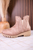 The Aryana Beige Bootie With Whipstitch Detailing - Whiskey Skies - VERY G