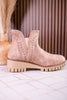 The Aryana Beige Bootie With Whipstitch Detailing - Whiskey Skies - VERY G