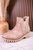 The Aryana Beige Bootie With Whipstitch Detailing - Whiskey Skies - VERY G