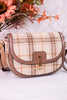 The Calloway Rust And Cream Plaid Crossbody Bag - Whiskey Skies - JEN & CO