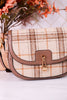 The Calloway Rust And Cream Plaid Crossbody Bag - Whiskey Skies - JEN & CO