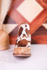 The Christina Tan Cow Print Booties With Tooled Vegan Leather - Whiskey Skies - VERY G