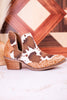 The Christina Tan Cow Print Booties With Tooled Vegan Leather - Whiskey Skies - VERY G