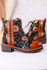 "The Cordea" Floral Embossed Camel Boots - Whiskey Skies - SPRING FOOTWEAR