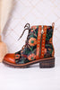 "The Cordea" Floral Embossed Camel Boots - Whiskey Skies - SPRING FOOTWEAR