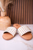 The Flirtini Studded Sandals In White - Whiskey Skies - CAMEL THREADS