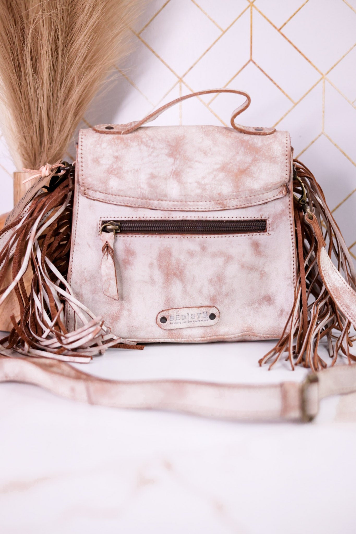 The "Hidden" Nectar Lux Leather Crossbody Bag - Whiskey Skies - BED/STU