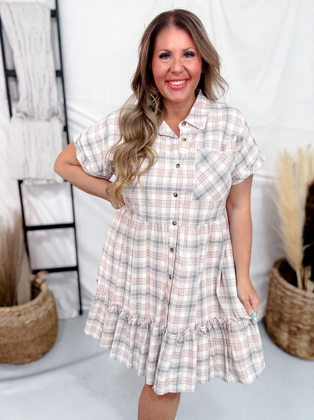 The Kendrick Plaid Shirt Dress - Whiskey Skies - MIKAROSE