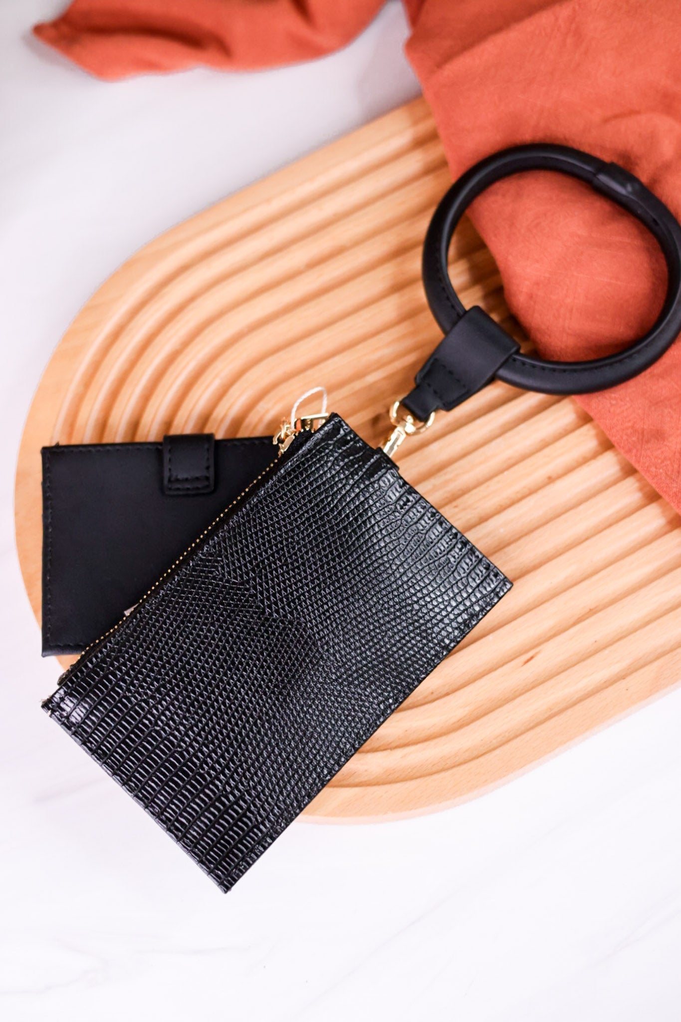 The Libby Wallet Wristlet In Black Lizard - Whiskey Skies - JEN & CO