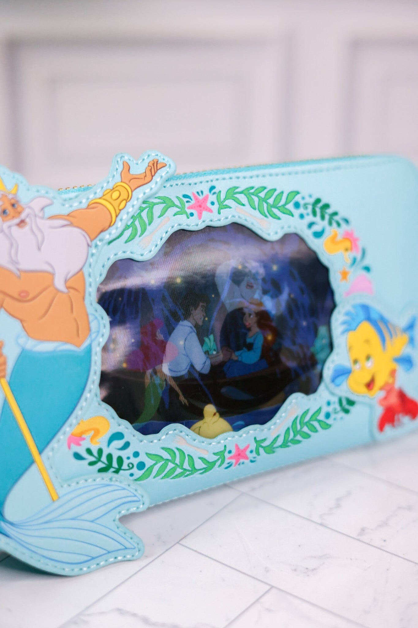 The Little Mermaid Ariel Princess Lenticular Zip Around Wallet - Whiskey Skies - LOUNGEFLY