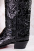 The "Nancy" Tall Black Wide Calf Leather Cowgirl Boots - Whiskey Skies - ROCKEM
