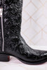 The "Nancy" Tall Black Wide Calf Leather Cowgirl Boots - Whiskey Skies - ROCKEM
