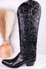 The "Nancy" Tall Black Wide Calf Leather Cowgirl Boots - Whiskey Skies - ROCKEM