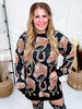 The Ruidoso Western Horse & Horseshoe Long Sleeve Sweater Dress - Whiskey Skies - STERLING KREEK