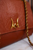 The "Savi" Embossed Leather Bag In Amber Glow - Whiskey Skies - MYRA BAGS