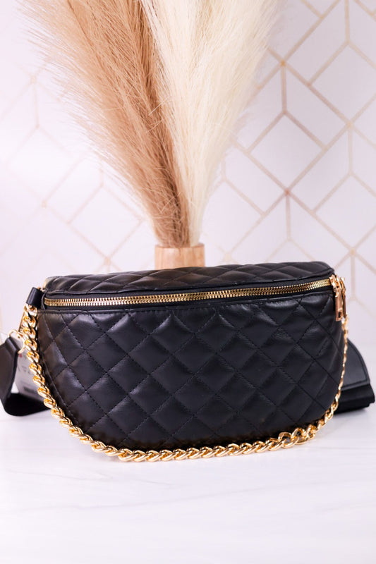 The Sylvie Black Quilted Bag - Whiskey Skies - JEN & CO