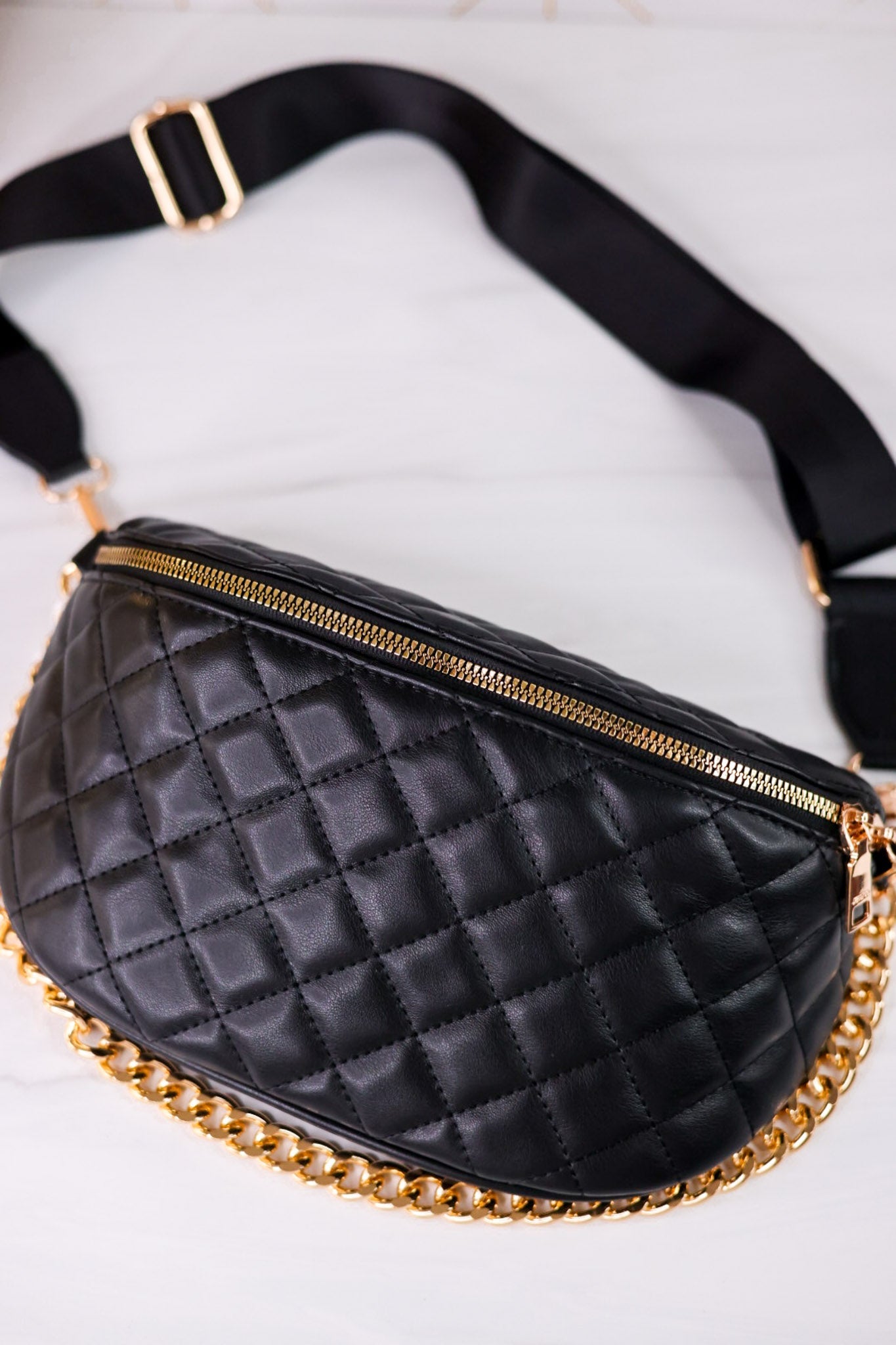 The Sylvie Black Quilted Bag - Whiskey Skies - JEN & CO